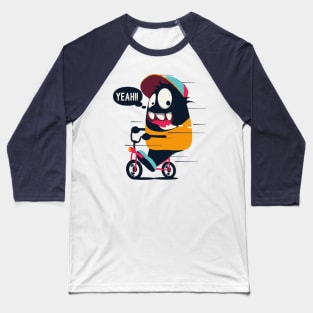 Monster Riding Bike Baseball T-Shirt